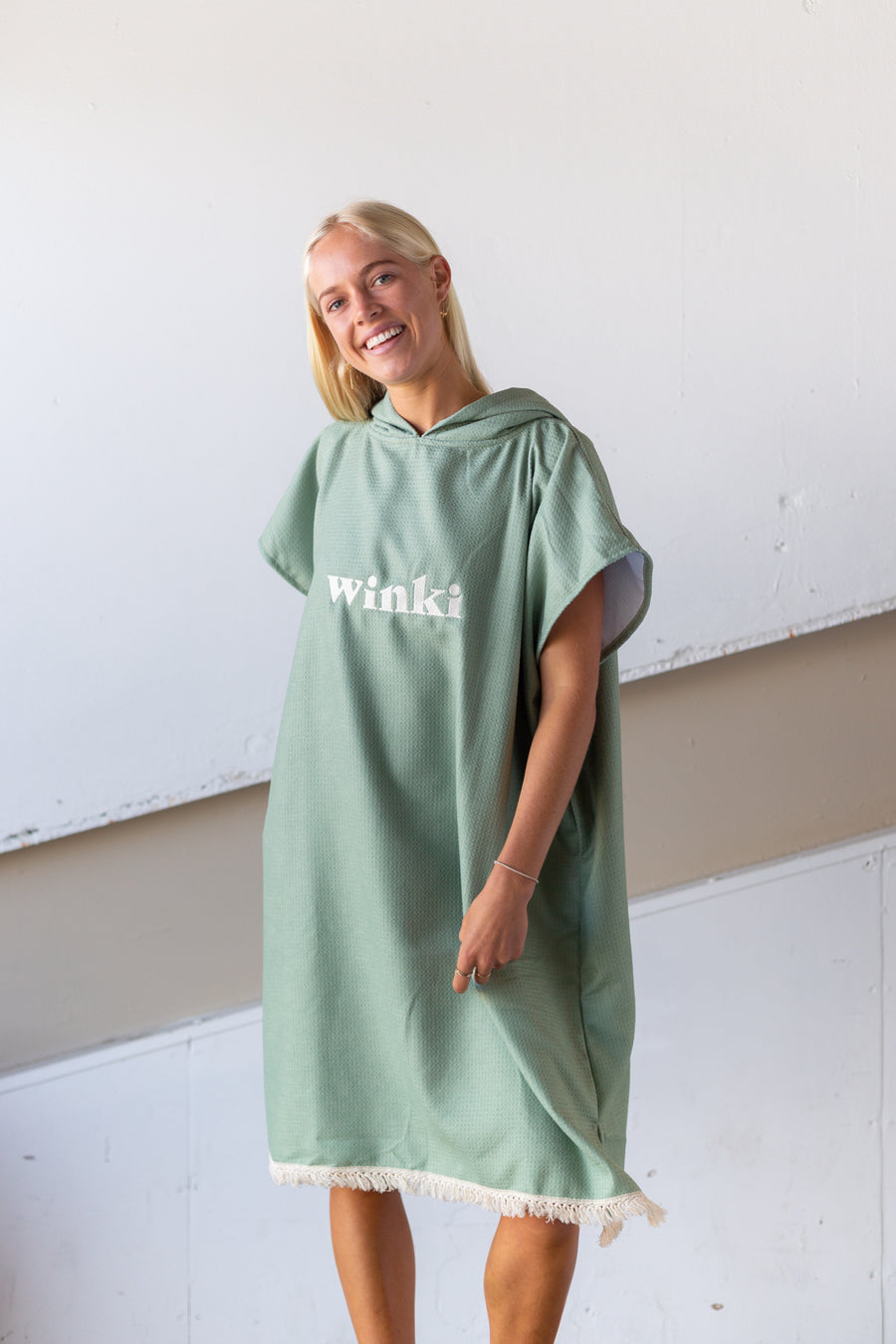 Microfibre Hooded Towel Sage, Ethically Made Beach Accessories, Towels, Surf & Swimwear, Winki Suits
