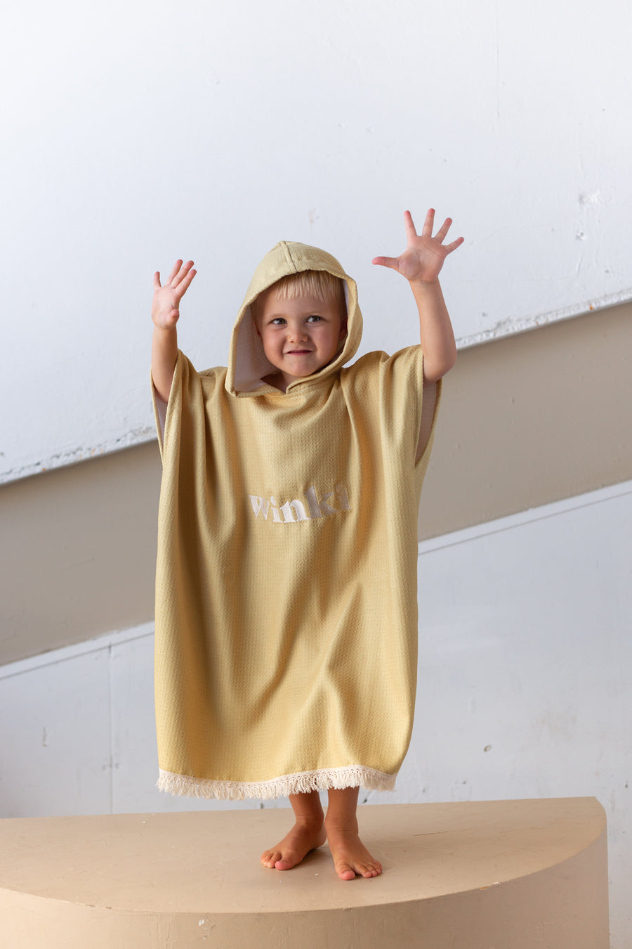 Kiddie Microfibre Hooded Towel Mustard, Ethically Made Childrens Beach Accessories, Towels, Surf & Swimwear, Winki Suits